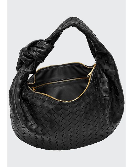 Bottega Veneta Leather Jodie Napa Intrecciato Small Hobo Bag in Black ...