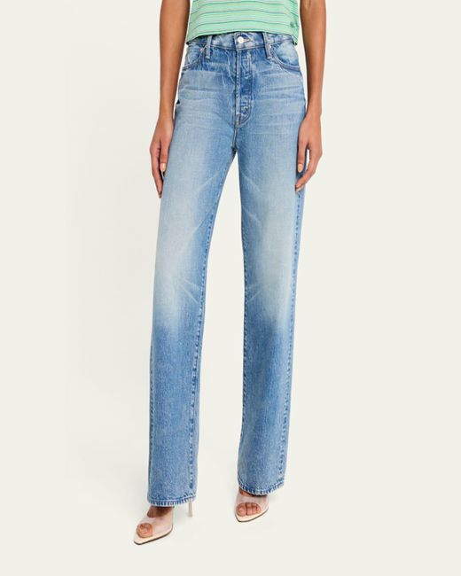 Mother Blue The Dodger Button Sneak Jeans