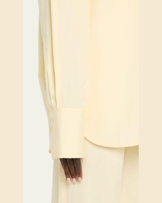 Totême  Natural Raw-Edge Raglan-Sleeve Button-Down Shirt
