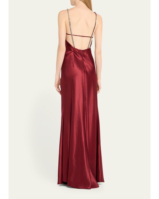 Jason Wu Red Crystal Strap Twisted Front Gown