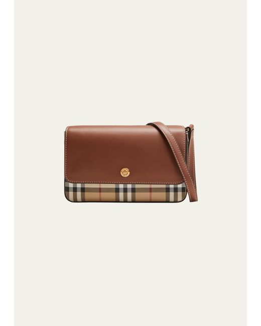 Burberry Hampshire Vintage Check Canvas & Leather Crossbody Bag in