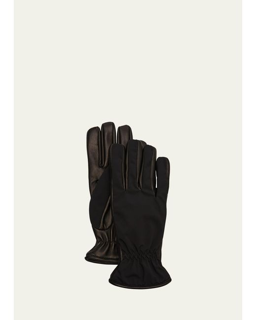 Bergdorf Goodman Black Tonal Leather/suede Gloves for men
