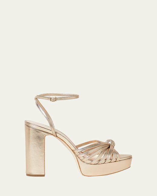 Loeffler Randall Natural Rivka Metallic Knot Platform Sandals