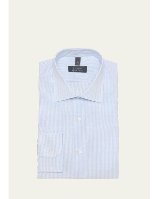 Bergdorf Goodman Blue Cotton Micro-check Dress Shirt for men