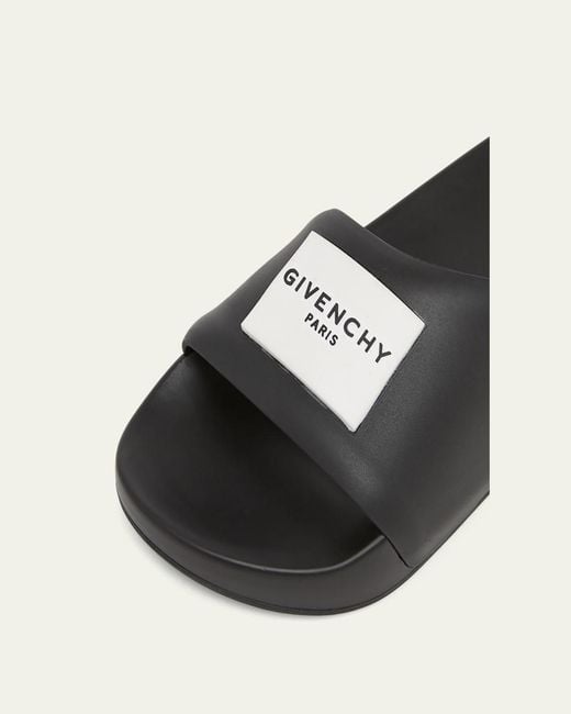 Givenchy White Logo Label Slide Sandals