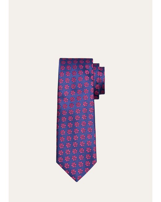 Charvet Purple Silk Floral Jacquard Tie for men