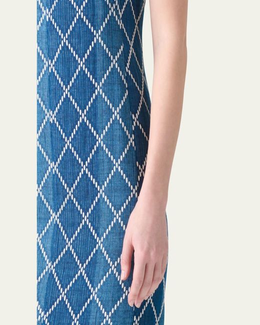 Akris Punto Blue Sheath Dress With Diamond Jacquard