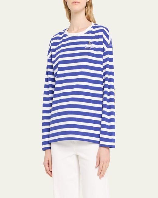 Marc Jacobs Blue Daisy Striped Long-Sleeve T-Shirt