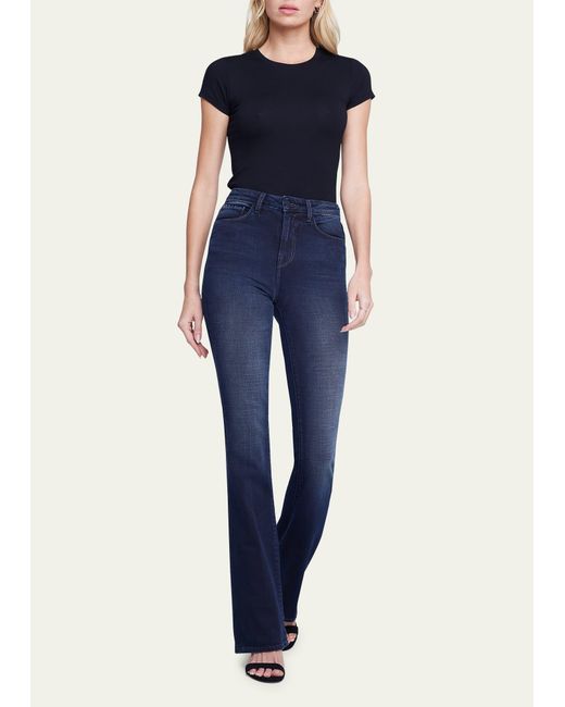 L'Agence Blue Selma High-rise Sleek Baby Bootcut Jeans
