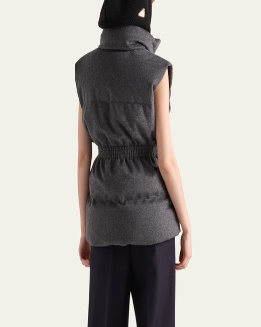 Prada Black Belted Velvet Down Puffer Jacket