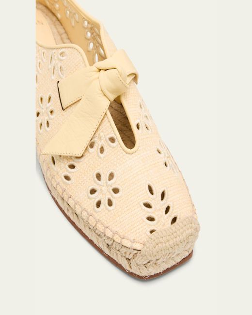Alexandre Birman Natural Clarita Eyelet Raffia Leather-Knot Espadrilles