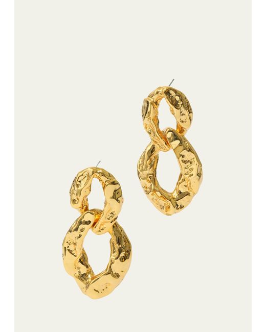 Alexis Metallic Brut Golden Double Link Earrings