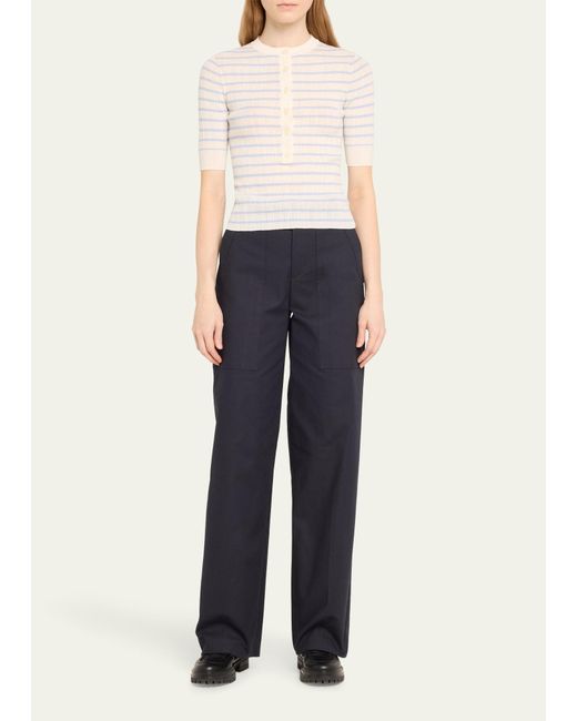 A.L.C. Natural Fisher Pleated Button-front Top