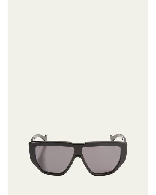 Gucci Gray Oversized Acetate Shield Sunglasses for men
