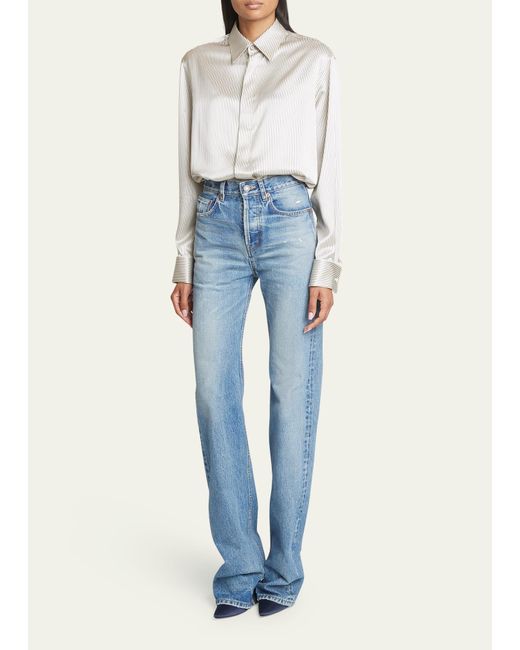 Saint Laurent Blue Long Straight-leg Denim Jeans