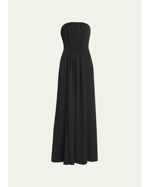 Giorgio Armani Black Strapless Plisse Gown