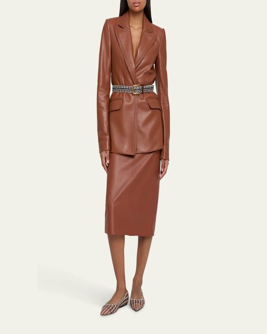 Gabriela Hearst Brown Manuela Long Leather Skirt
