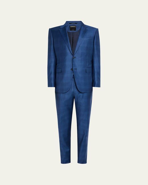 Zegna Blue Trofeo Check Suit for men