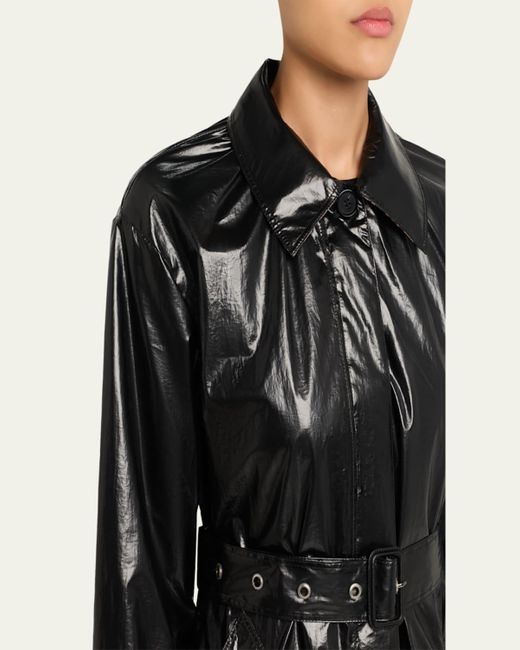 Jane Post Black Single-Breasted Trench Coat