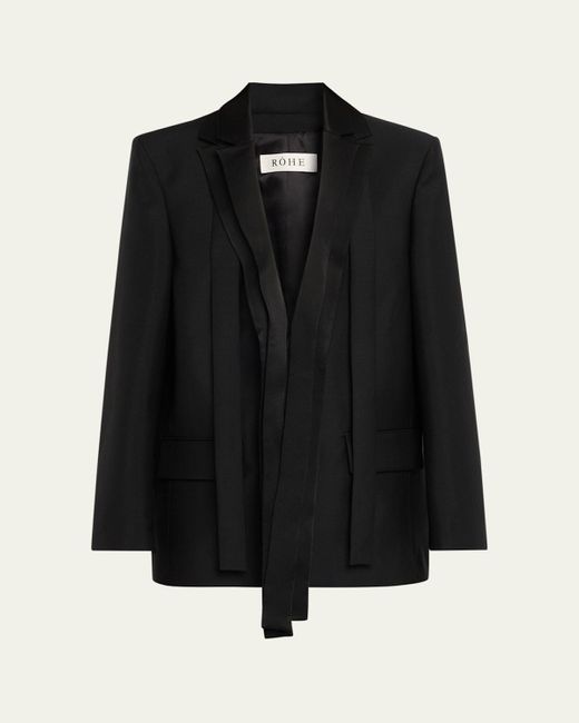 Rohe Black Deconstructed Satin Lapel Jacket