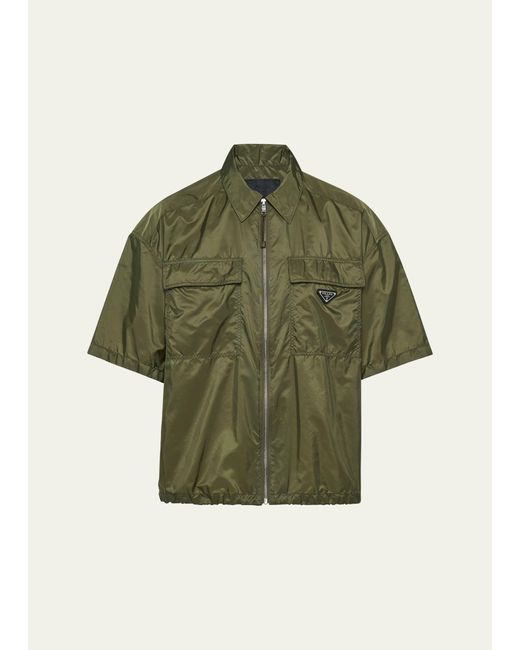 Prada Green Re-nylon Zip-front Shirt for men
