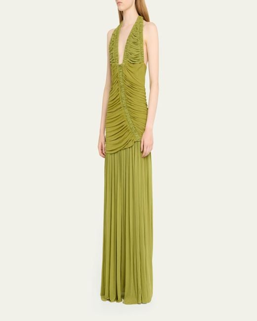 Christopher Esber Blue Orion Ruched Gown