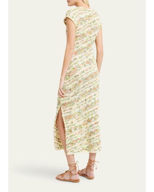 Ulla Johnson White Dune Floral Pastel Short-sleeve Knit Dress