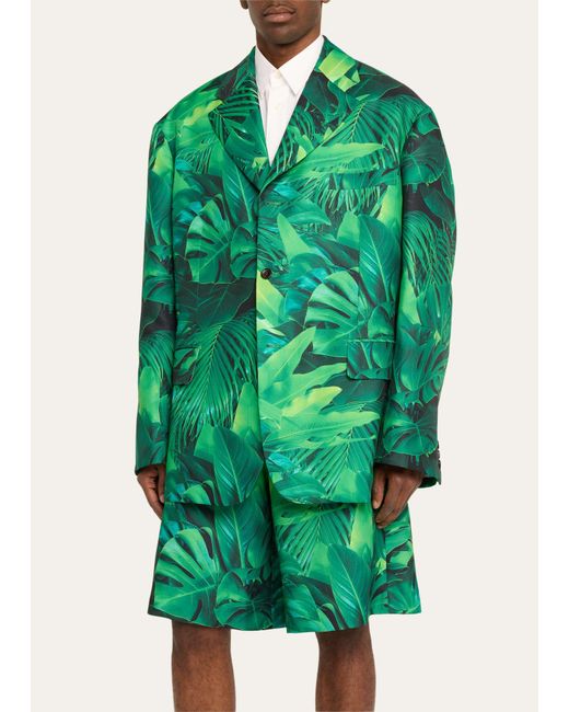 Comme des Garçons Green Oversized Gabardine Leaf-print Sport Coat for men