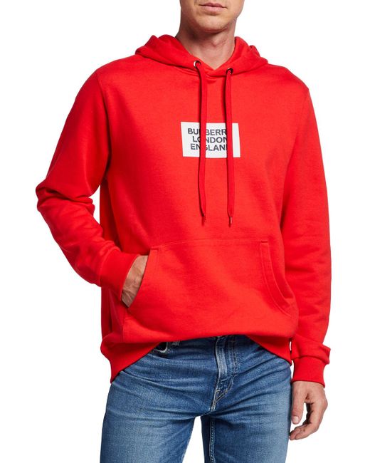 Burberry Red Logo Print Cotton Hoodie for men