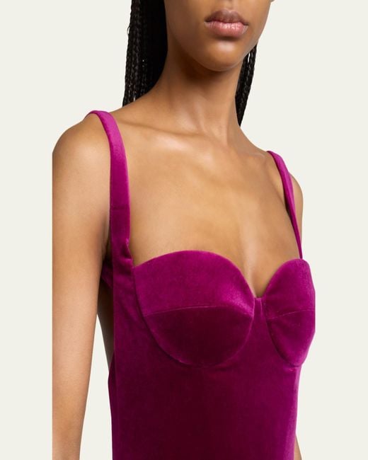 Balenciaga Red Velvet Backless Column Gown