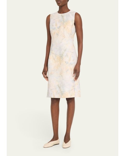 Lafayette 148 New York Natural Harpson Sleeveless Fern-print Midi Dress
