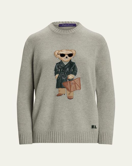 Ralph Lauren Gray Polo Bear Cashmere Sweater