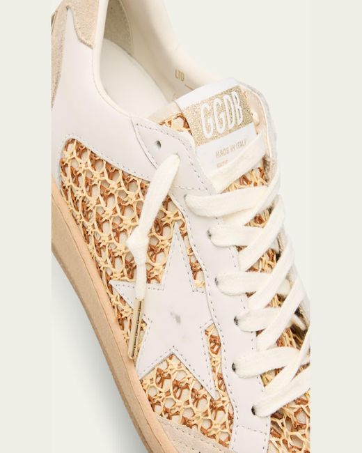 Golden Goose Deluxe Brand Natural Ballstar Raffia Net Leather Low-Top Sneakers