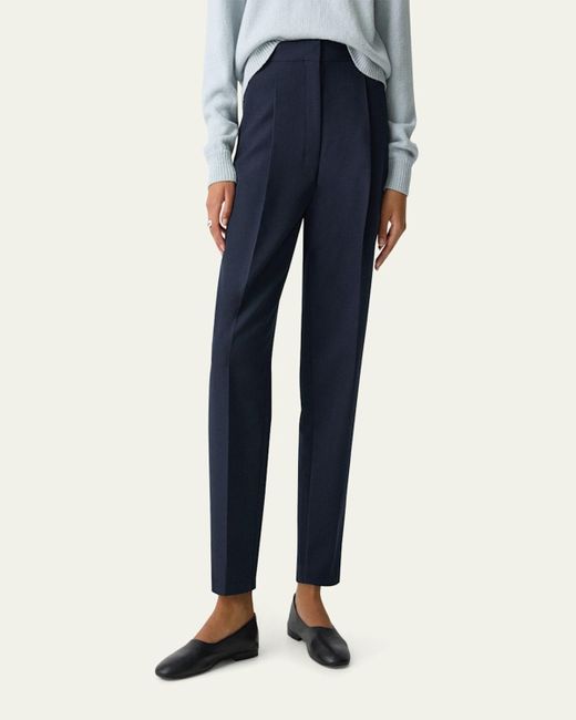 Theory Blue Pleated Tapered Ankle Pants