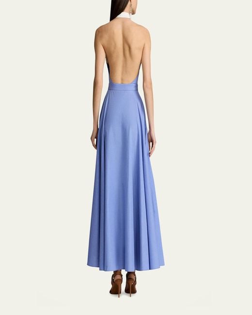 Ralph Lauren Eldred End-On-End Day Halter Dress in Blue | Lyst