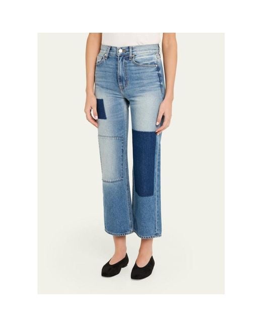 Veronica Beard Blue Dylan Patchwork High-Rise Ankle Jeans