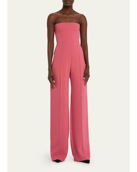 Alex Perry Pink Stretch Crepe Strapless Straight-leg Jumpsuit