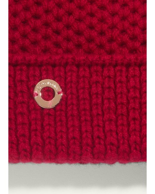Loro Piana Red Rougement Chain-knit Cashmere Beanie Hat