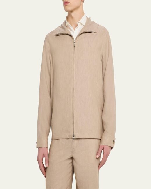 Loro Piana Natural Dennis Linen Full-Zip Blouson for men