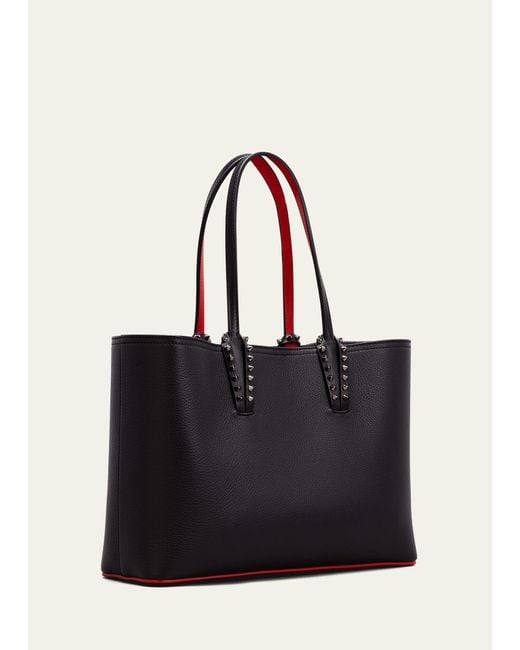 Christian Louboutin Black Cabata Small Tote In Grained Leather