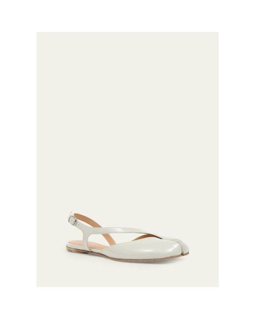 Maison Margiela Natural Tabi Leather Split-Toe Slingback Flats