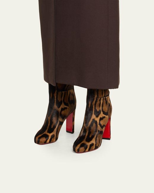 Christian Louboutin Brown 85Mm Loo Botta Leopard Calf Hair Sole Knee-High Boots
