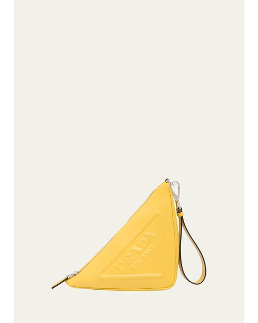 Prada Yellow Grace Triangle Leather Pouch