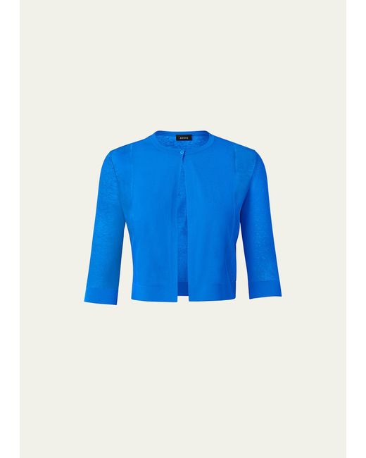 Akris Blue Transparent Knit Crop Cardigan