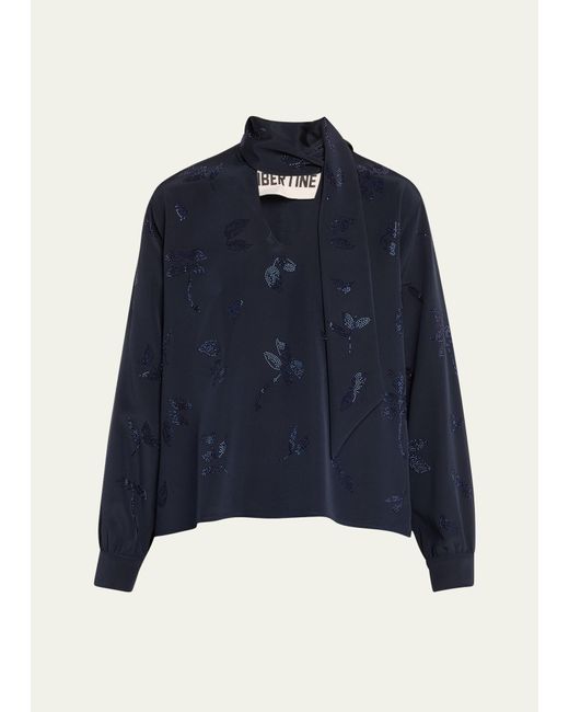 Libertine Kind Of Blue Slim Blouse With Keith Tie Neck