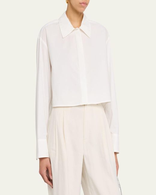 A.L.C. Natural Maude Cropped Button-Front Top