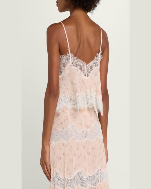 LoveShackFancy Natural Elysia Silk Crop Top