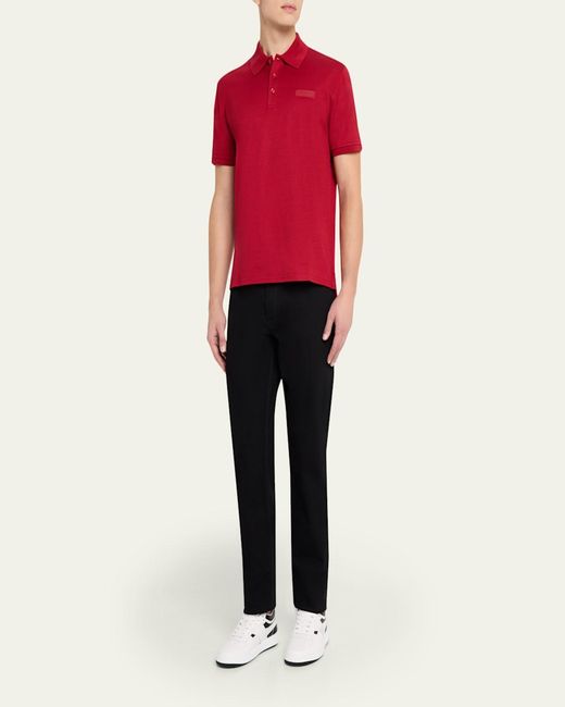Givenchy Red Grosgrain Label Pique Polo Shirt for men