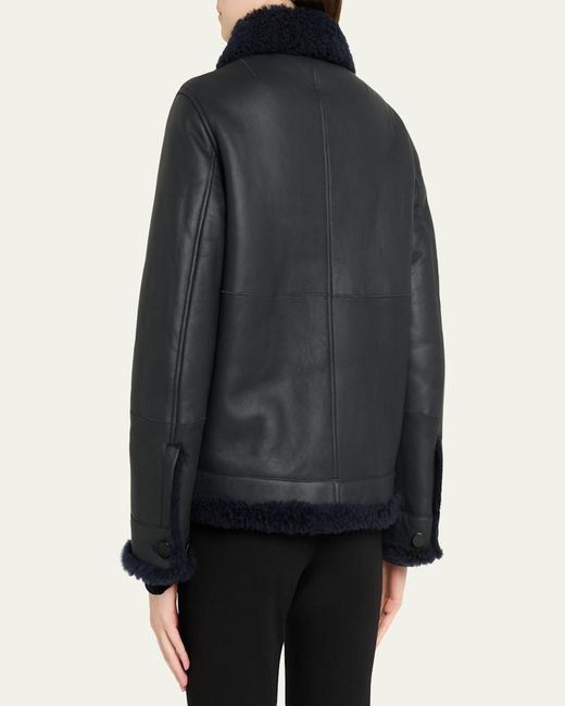 Akris Blue Arno Lamb Shearling Jacket