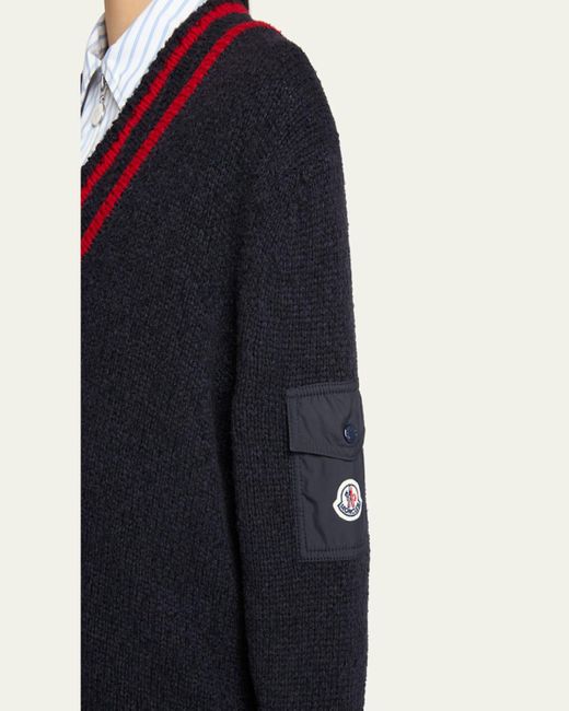 Moncler Blue V-Neck Sweater